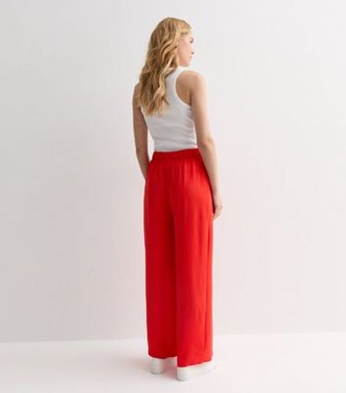 Red Wide Leg Trousers New Look