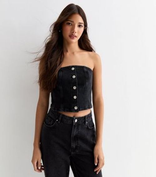 Black Denim Bandeau Top New...