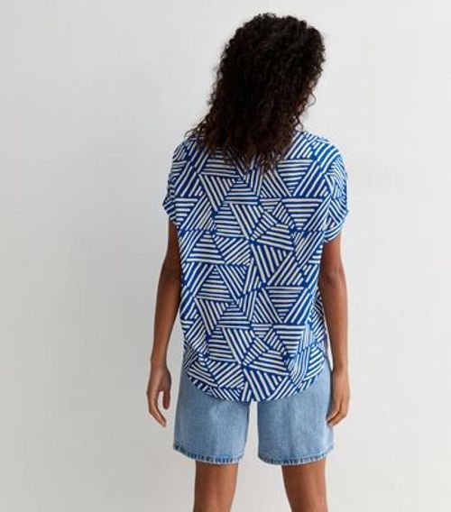 Blue Triangle Print Short...