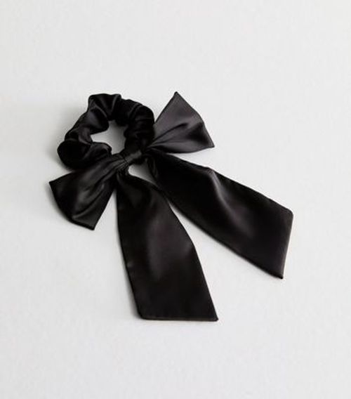 Black Satin Bow Scrunchie New...