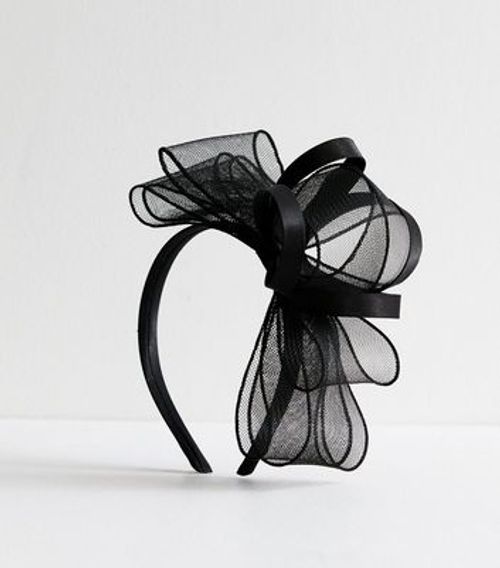 Black Mesh Bow Fascinator New...