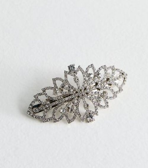 Silver Diamanté Leaf Hair...