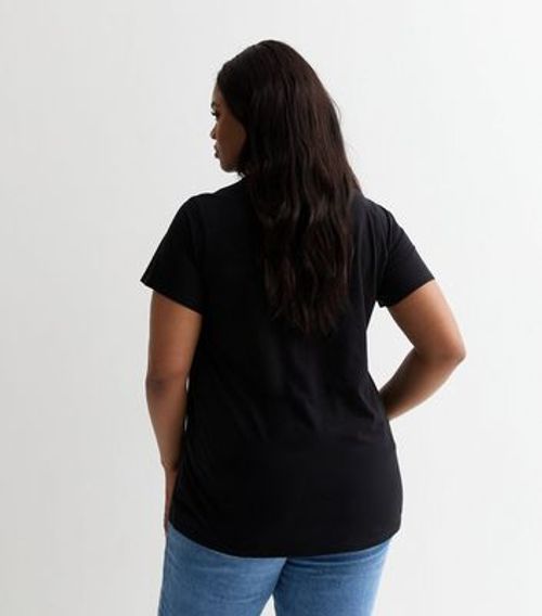 Curves Black Cotton T-Shirt...