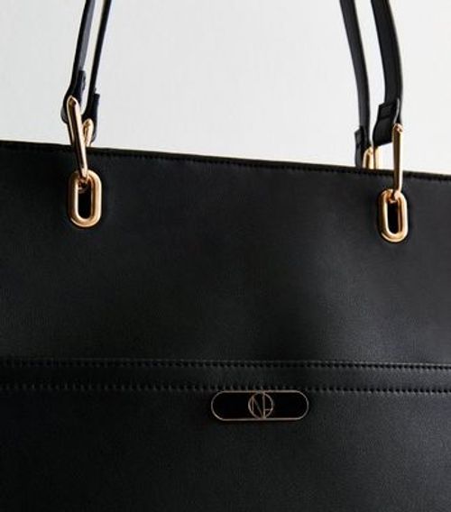 Black Embossed Leather-Look...