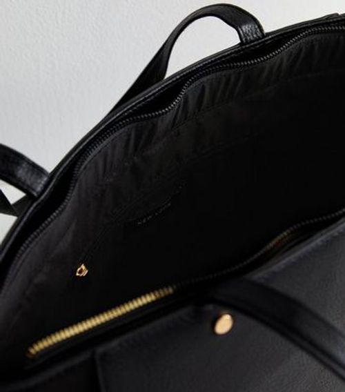 Black Leather-Look Tote Bag...