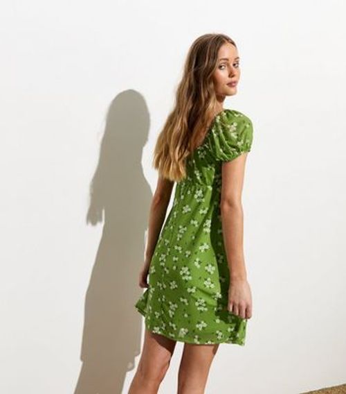 Green Floral Mini Dress New...