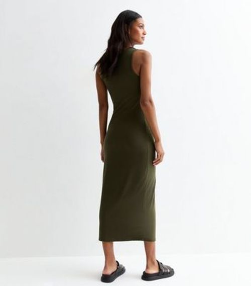 Khaki Ribbed Knot Strap Midi...