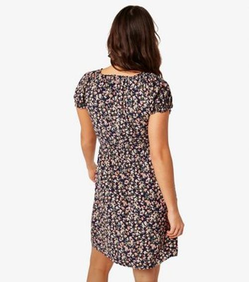 Apricot Navy Floral Print...