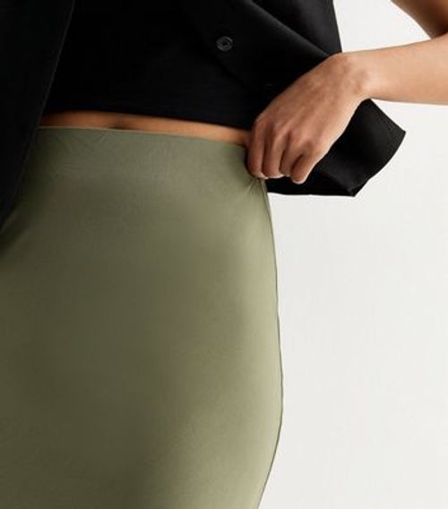 Khaki Bias Cut Midi Skirt New...