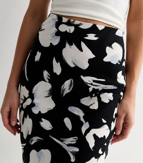 Black Floral Print Bias Cut...