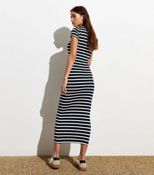 Blue Stripe Ribbed Bodycon...