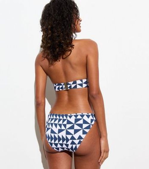 Blue Triangle Print Bikini...