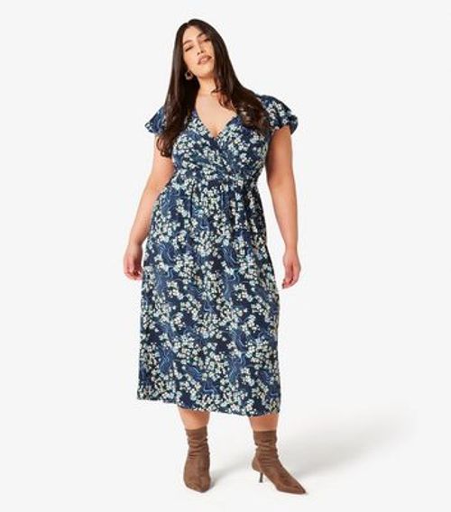 Apricot Curves Blue Floral...