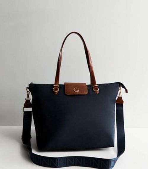 Navy Multi-Strap Zip Top Tote...