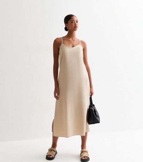 Stone Strappy Slip Midi Dress...