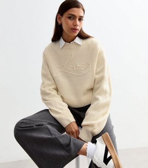 Cream Love Embroidered Jumper...