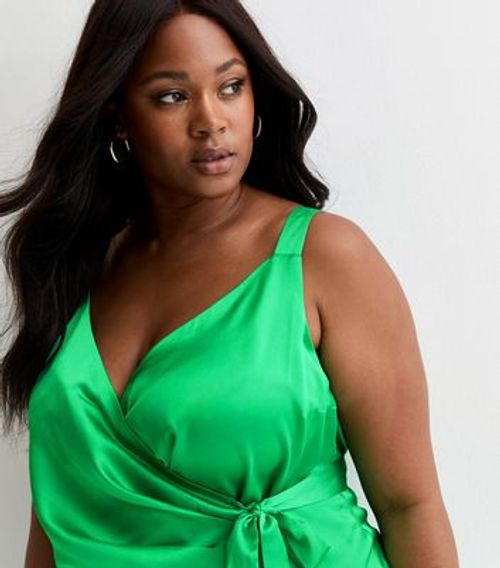 Curves Green Satin Strappy...