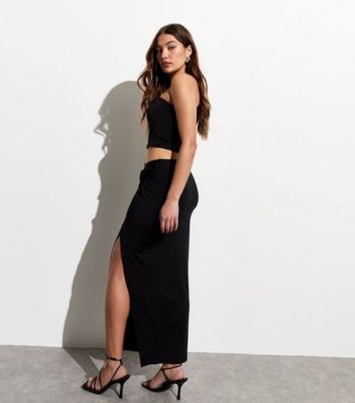 Black Knot Side Maxi Skirt...