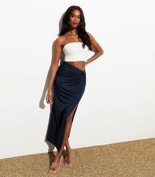 Navy Knot Side Maxi Skirt New...