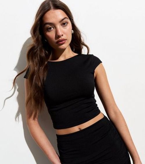 Black Low Back Crop Top New...