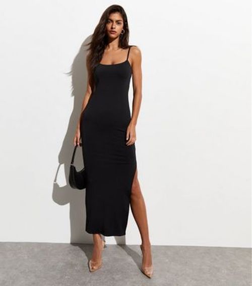 Black Low Back Strappy Maxi...