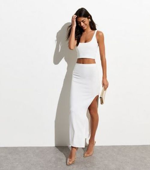 White Square Neck Crop Top...