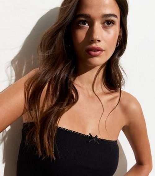 Black Bow Detail Bandeau Top...