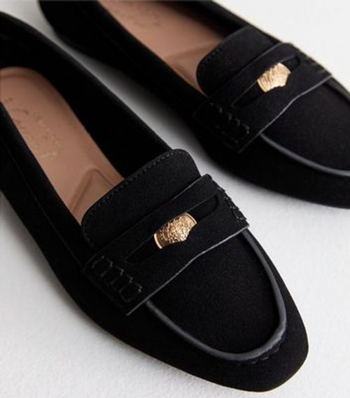 Black Suedette Penny Loafers...