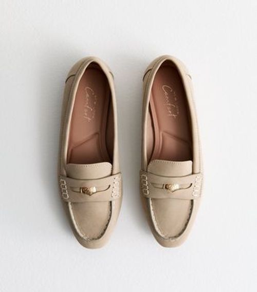 Camel Suedette Penny Loafers New Look