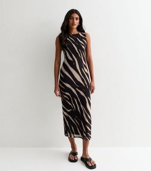 Black Slash Zebra Mesh Midi...