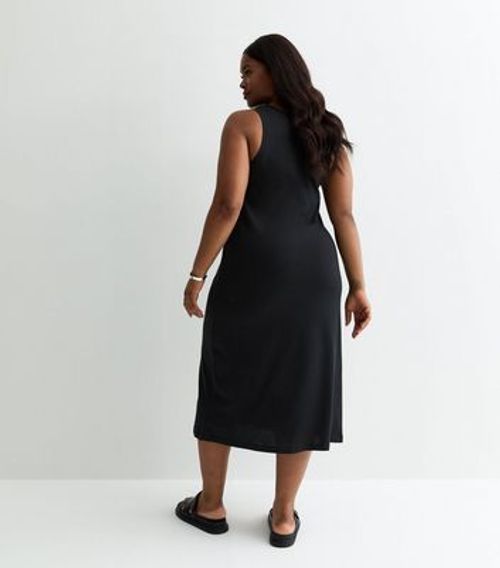 ONLY Curves Black Cotton Midi Dress New Look
