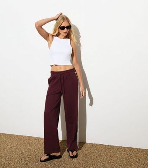 Burgundy Side Stripe Wide Leg...