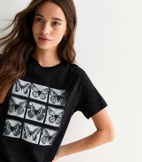 Grey Cotton Graphic Butterfly...