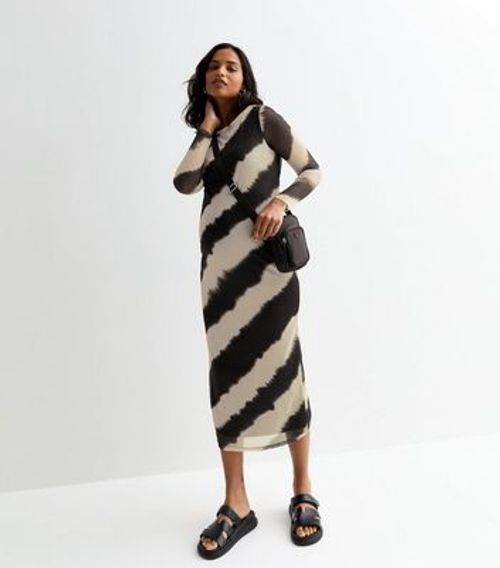 Maternity Black Striped Midi...