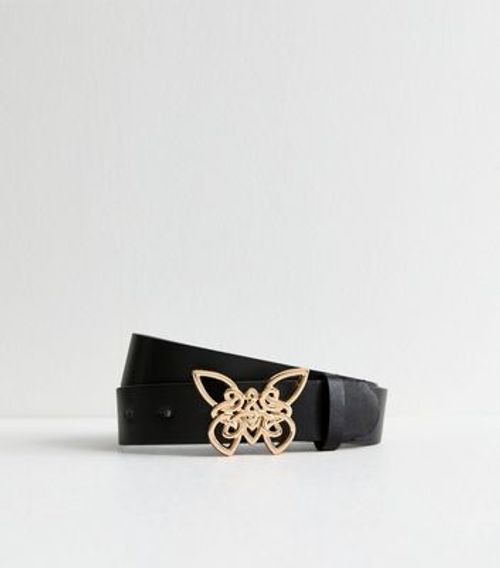 Black Leather-Look Butterfly...