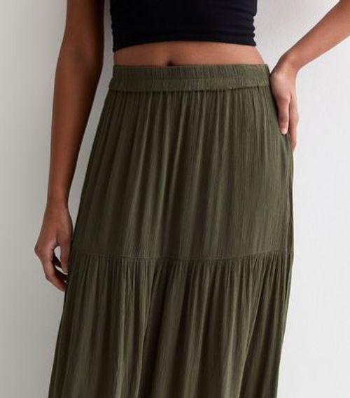 ONLY Khaki Crinkle Maxi Skirt...