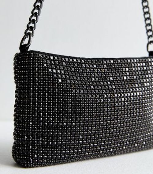 Black Bead Embellished Zip...