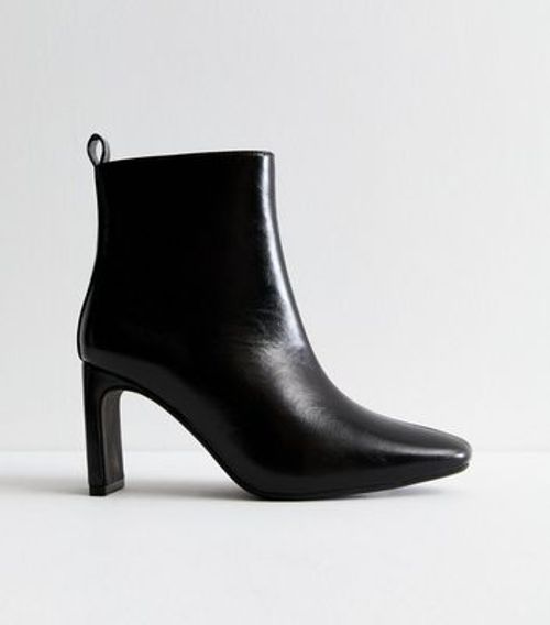 Black Square-Toe Ankle Boots...