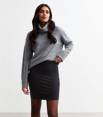 Women's Black Cotton-Blend Slim Fit Mini Tube Skirt New Look