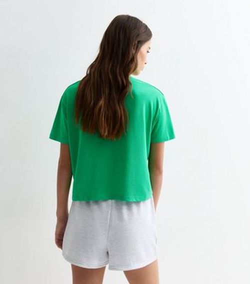 Green Harlem Boxy Crop Cotton...