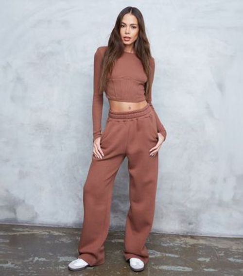 WKNDGIRL Brown Rib Crop...