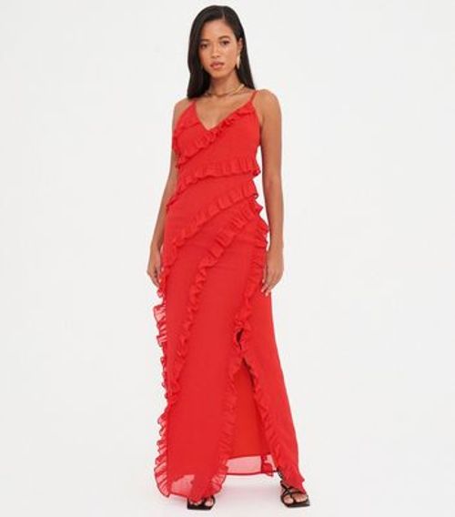 WKNDGIRL Red Ruffle Maxi...