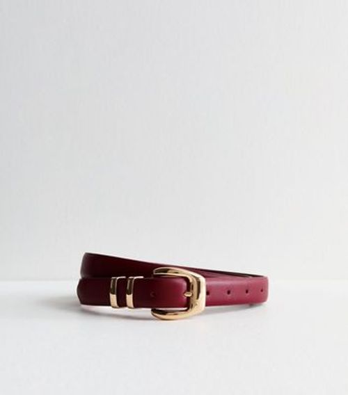 Burgundy Leather-Look Skinny...