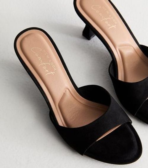 Black Heeled Mules New Look