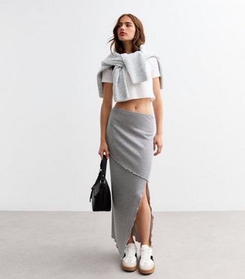 Grey Exposed Seam Midi Skirt New Look