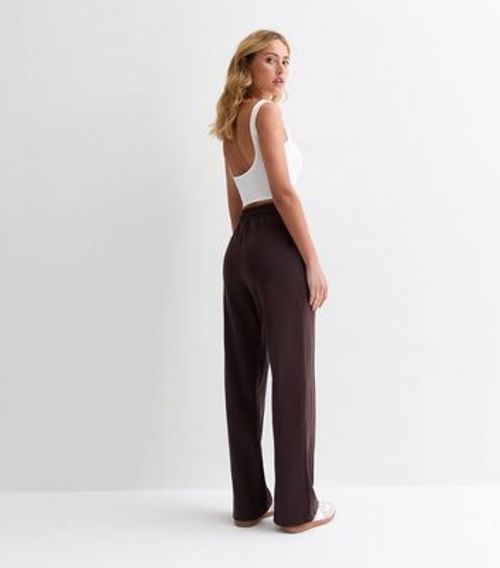 Dark Brown Pin-Tuck Wide Leg...