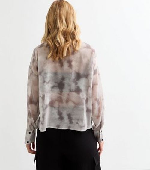 Grey Tie Dye Chiffon Shirt...