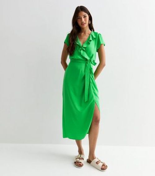 Green Wrap-Front Frill-Trim...