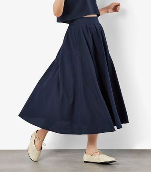 Apricot Navy Pleated Midi...