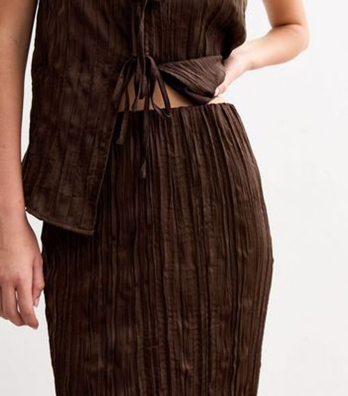 Brown Crinkle Midi Skirt New...